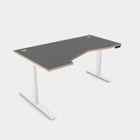 Leap Crescent Desk, K Top With Portals with edging, 1600 x 1000 , Left Hand, Graphite / White Frame