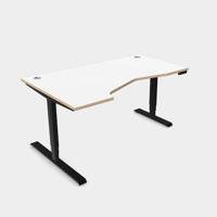 Leap Crescent Desk, K Top With Portals with edging, 1600 x 1000 , Left Hand, White / Black Frame