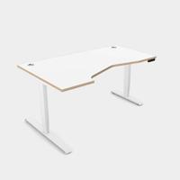 Leap Crescent Desk, K Top With Portals with edging, 1600 x 1000 , Left Hand, White / White Frame