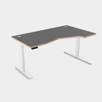 Leap Crescent Desk, K Top With Portals with edging, 1600 x 1000 , Right Hand, Graphite / White Frame