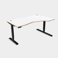 Leap Crescent Desk, K Top With Portals with edging, 1600 x 1000 , Right Hand, White / Black Frame