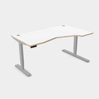 Leap Crescent Desk, K Top With Portals with edging, 1600 x 1000 , Right Hand, White / Silver Frame