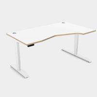 Leap Crescent Desk, K Top With Portals with edging, 1600 x 1000 , Right Hand, White / White Frame