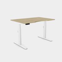 Leap Single Desk Top With Scallop, 1200 x 800mm - Urban Oak / White Frame