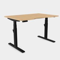 Leap Single Desk Top With Scallop, 1400 x 800mm - Beech / Black Frame