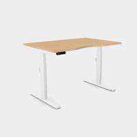 Leap Single Desk Top With Scallop, 1400 x 800mm - Beech / White Frame
