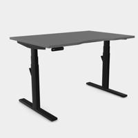 Leap Single Desk Top With Scallop, 1400 x 800mm - Graphite / Black Frame