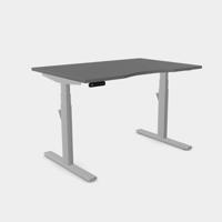 Leap Single Desk Top With Scallop, 1400 x 800mm - Graphite / Silver Frame
