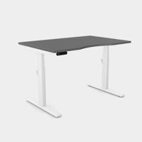 Leap Single Desk Top With Scallop, 1400 x 800mm - Graphite / White Frame
