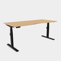 Leap Single Desk Top With Scallop, 1800 x 800mm - Beech / Black Frame