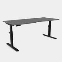 Leap Single Desk Top With Scallop, 1800 x 800mm - Graphite / Black Frame