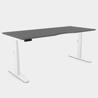 Leap Single Desk Top With Scallop, 1800 x 800mm - Graphite / White Frame