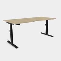 Leap Single Desk Top With Scallop, 1800 x 800mm - Urban Oak / Black Frame
