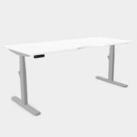 Leap Single Desk Top With Scallop, 1800 x 800mm - White / Silver Frame