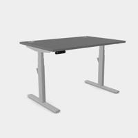 Leap Single Desk Top With Alu Portals, 1200 x 800mm - Graphite / Silver Frame