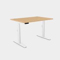 Leap Single Desk Top With Alu Portals, 1400 x 800mm - Beech / White Frame