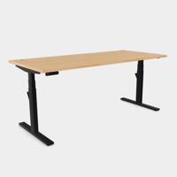 Leap Single Desk Top With Alu Portals, 1600 x 800mm - Beech / Black Frame