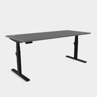Leap Single Desk Top With Alu Portals, 1600 x 800mm - Graphite / Black Frame