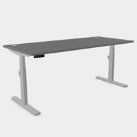 Leap Single Desk Top With Alu Portals, 1600 x 800mm - Graphite / Silver Frame