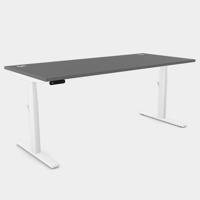 Leap Single Desk Top With Alu Portals, 1600 x 800mm - Graphite / White Frame