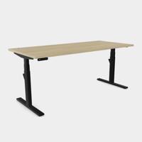 Leap Single Desk Top With Alu Portals, 1600 x 800mm - Urban Oak / Black Frame