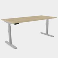Leap Single Desk Top With Alu Portals, 1600 x 800mm - Urban Oak / Silver Frame