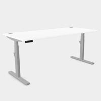 Leap Single Desk Top With Alu Portals, 1600 x 800mm - White / Silver Frame