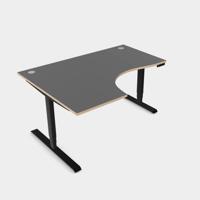Leap Crescent Desk, Top With Portals with PLY edging, 1600 x 1200 , Left Hand, Graphite / Black Frame