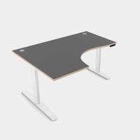 Leap Crescent Desk, Top With Portals with PLY edging, 1600 x 1200 , Left Hand, Graphite / White Frame