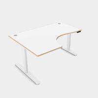 Leap Crescent Desk, Top With Portals with PLY edging, 1600 x 1200 , Left Hand, White / White Frame