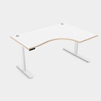Leap Crescent Desk, Top With Portals with PLY edging, 1600 x 1200 , Right Hand, White / White Frame