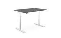 RoundE Height Adjust Desk - Top With Alu Portals, 1200 x 800mm - Graphite / White Frame