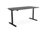 RoundE Height Adjust Desk - Top With Alu Portals, 1800 x 800mm - Graphite / Black Frame