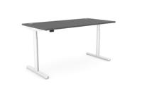 RoundE Height Adjust Desk - Top With Alu Portals, 1800 x 800mm - Graphite / White Frame