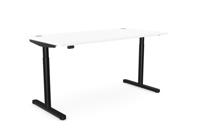RoundE Height Adjust Desk - Top With Alu Portals, 1800 x 800mm - White / Black Frame