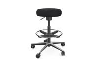 Work Ergonomic Office Stoool, Alumium base and ring around base - Black