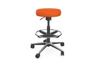 Work Ergonomic Office Stoool, Alumium base and ring around base - Orange