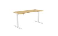 Zoom Single Height Adjust Desk 1600 x 700mm - Curved Bamboo top / White Frame