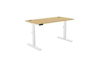 Leap Single Height Adjust Desk 1400 x 700mm - Rectangular Bamboo top / White Frame