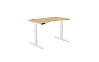 Leap Single Height Adjust Desk 1200 x 700mm - Curved Bamboo top / White Frame
