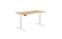 Leap Single Height Adjust Desk 1400 x 700mm - Curved Bamboo top / White Frame