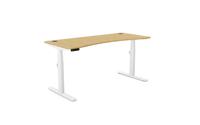 Leap Single Height Adjust Desk 1600 x 700mm - Curved Bamboo top / White Frame