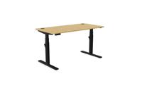 Leap Single Height Adjust Desk 1400 x 700mm - Rectangular Bamboo top / Black Frame