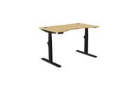 Leap Single Height Adjust Desk 1200 x 700mm - Curved Bamboo top / Black Frame