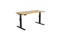 Leap Single Height Adjust Desk 1400 x 700mm - Curved Bamboo top / Black Frame