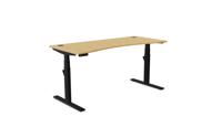 Leap Single Height Adjust Desk 1600 x 700mm - Curved Bamboo top / Black Frame
