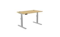 Leap Single Height Adjust Desk 1200 x 700mm - Rectangular Bamboo top / Silver Frame