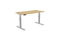 Leap Single Height Adjust Desk 1400 x 700mm - Rectangular Bamboo top / Silver Frame