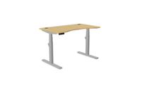 Leap Single Height Adjust Desk 1200 x 700mm - Curved Bamboo top / Silver Frame