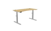 Leap Single Height Adjust Desk 1400 x 700mm - Curved Bamboo top / Silver Frame